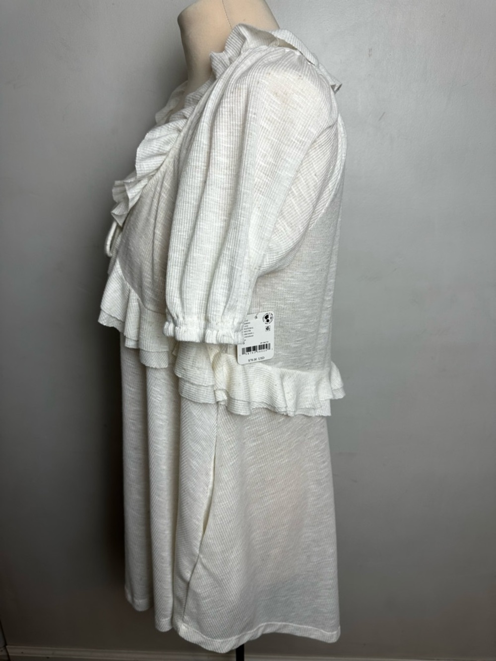 Free People Ruffle Romper Women's Size Small NEW WITH TAGS White flecked Flax - Picture 6 of 12
